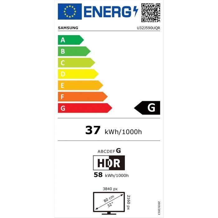 Ecran PC - SAMSUNG - U32J590UQR - 31 VA UHD 3840 x 2160 - 4ms - 60Hz - 2xHDMI 1xDP