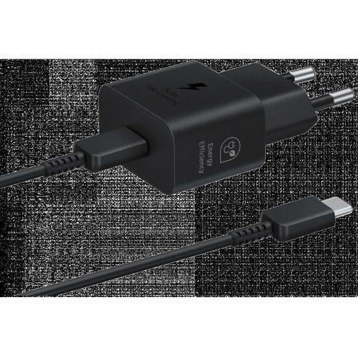 Chargeur pour téléphone mobile Samsung Chargeur secteur 25W Avec cable USBC Noir