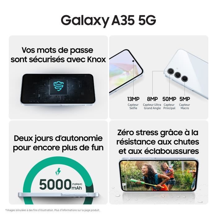 Smartphone Samsung Galaxy A35 5G 128Go Bleu