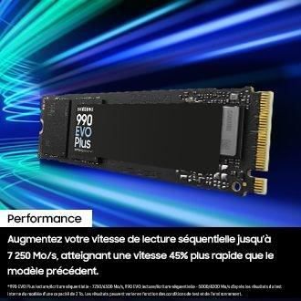 SSD Interne - SAMSUNG - 990 EVO Plus 1 To - NVMe M.2 PCIe 4.0x4 - Vitesse lecture jusqu'a 7 150 Mo/s