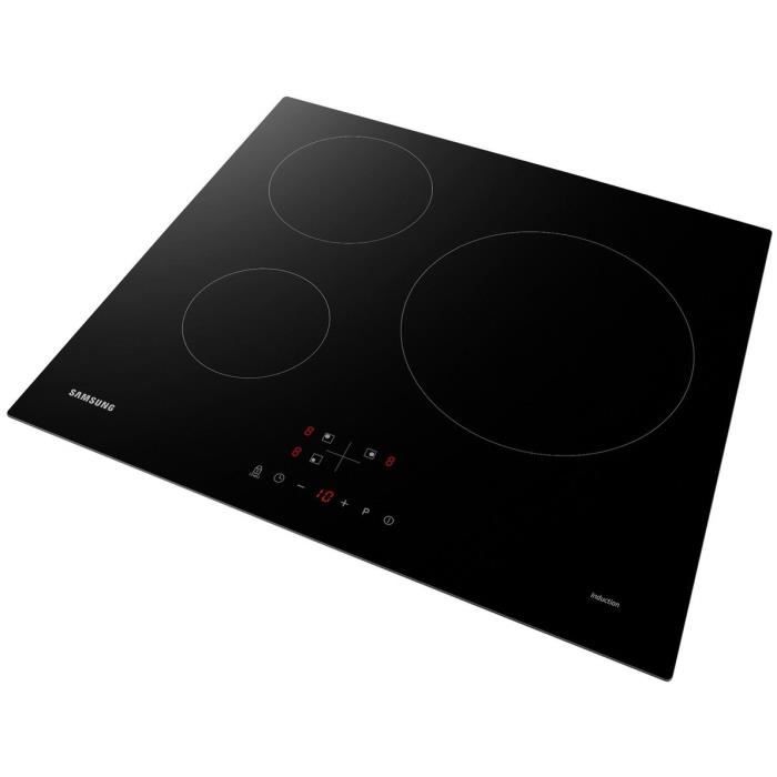 Plaque de cuisson induction - SAMSUNG - 3 zones - L59 x P57 cm - NZ63M3NM1BB/UR - 7200 W - Revetement verre - Noir