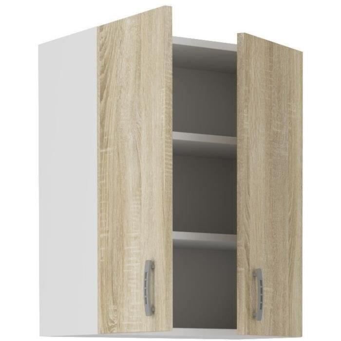 Meuble haut SARA - 2 portes - Décor chene sonoma - L60xP31xH71,5 cm