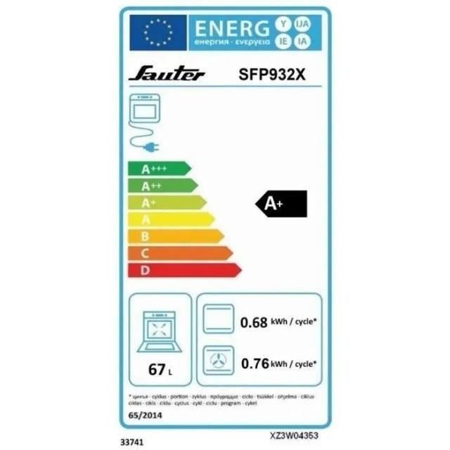 Four encastrable pyrolyse SAUTER SFP932X - Chaleur pulsée - Tournebroche - Porte froide - Fonctions vapeur