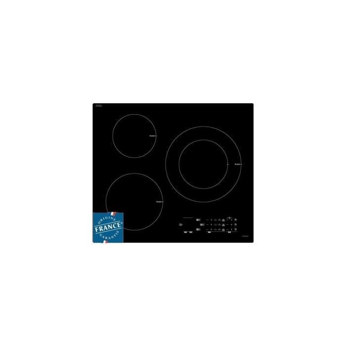 Table de cuisson induction SAUTER - 3 zones - 7200W - L60 x P52 cm - SPI5361B - Revetement verre - Noir