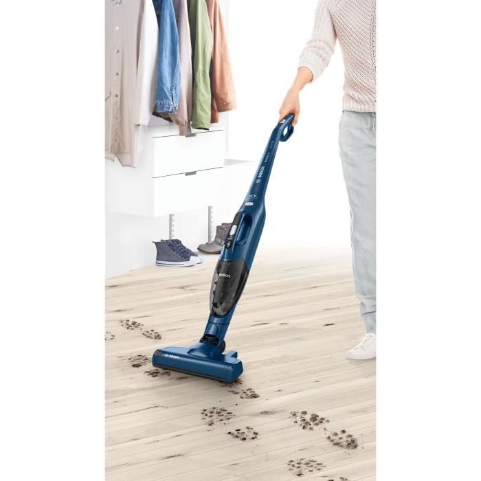 Aspirateur balai sans fil - BOSCH BBHF216 - 16 V max. - Batterie lithium - 36 min - Aspirateur de table intégré - Bleu