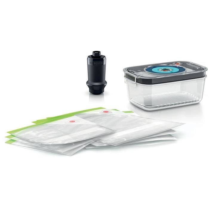 Kit pour mise sous vide - BOSCH - MSEV6FS1 - Boîte sous vide avec bac 1 L - 3 sacs de 1,2 L + 3 sacs de congélation (3,8 L)