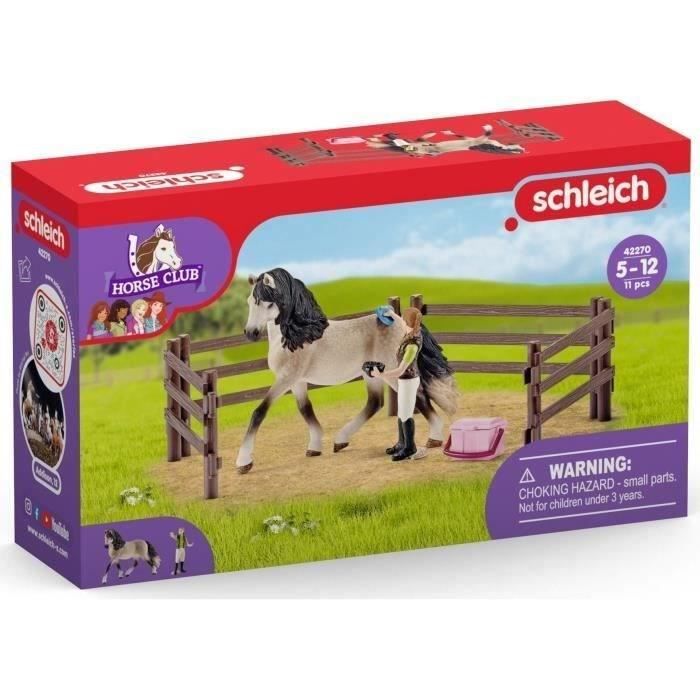 Kit de soin pour chevaux andaloux, coffret schleich avec 9 éléments dont 1 cheval schleich inclus, coffret figurines pour enfants