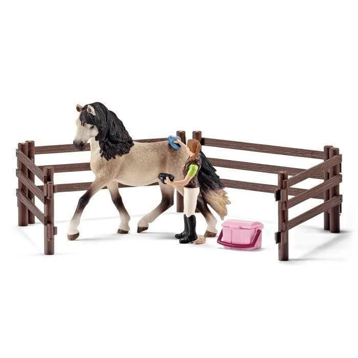 Kit de soin pour chevaux andaloux, coffret schleich avec 9 éléments dont 1 cheval schleich inclus, coffret figurines pour enfants