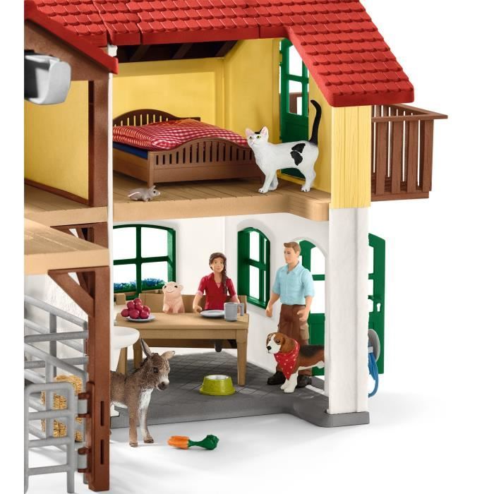 Ferme avec étable et animaux, coffret de 97 pieces avec figurines, Schleich 42407 Farm World