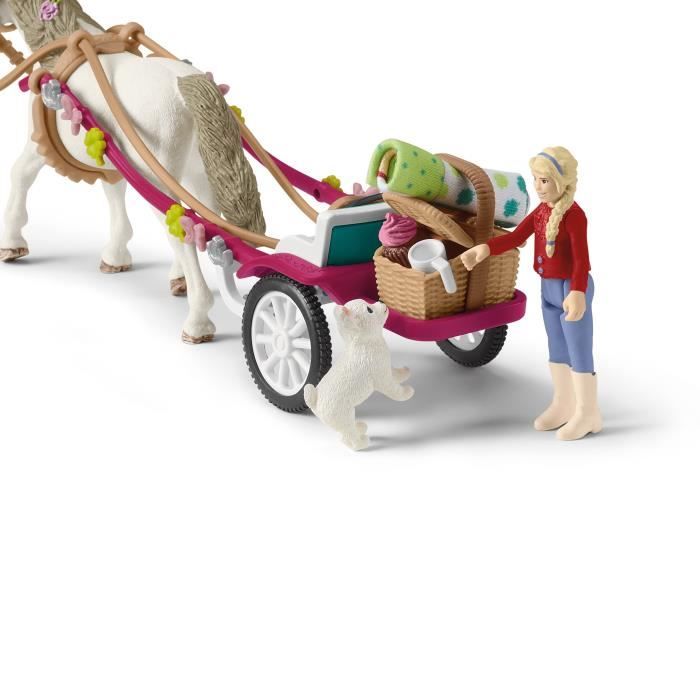 Caleche pour le spectacle équestre, coffret schleich avec 32 éléments inclus dont 1 cheval schleich et 1 personnage, coffret