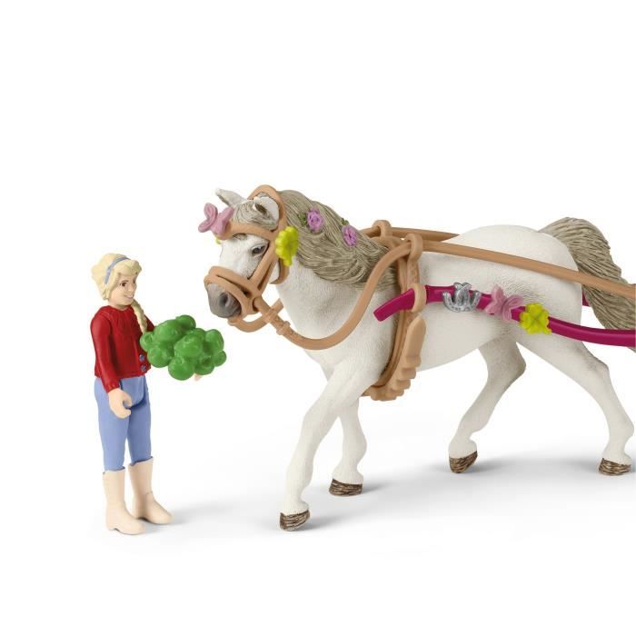 Caleche pour le spectacle équestre, coffret schleich avec 32 éléments inclus dont 1 cheval schleich et 1 personnage, coffret