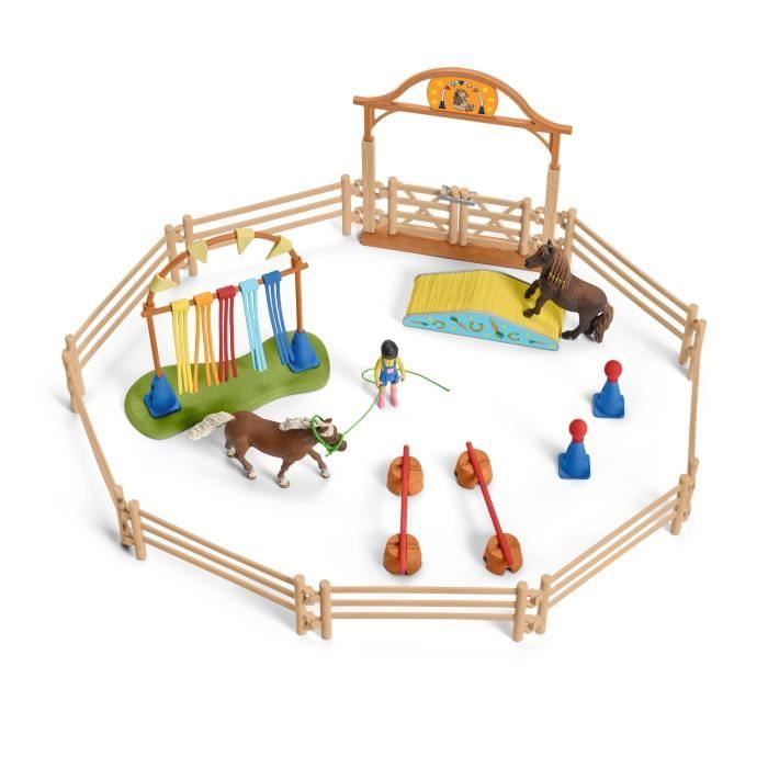 Coffret d'Entraînement Agilité Équestre avec Cheval Schleich, Dresseur et Accessoires - Ensemble Équestre de 41 Pieces - Cadeau