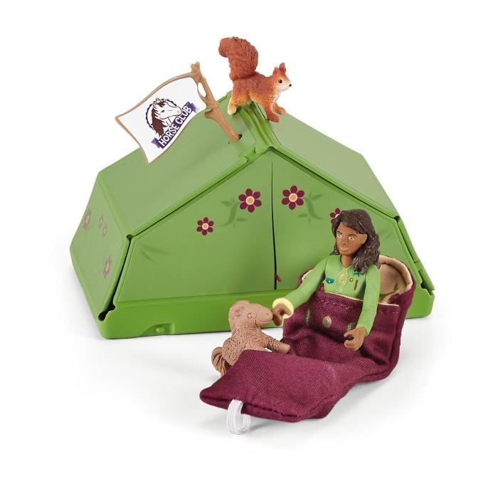 Aventures au camping de Sarah, coffret schleich avec 23 éléments inclus dont 1 cheval schleich et 1 personnage, coffret figurines