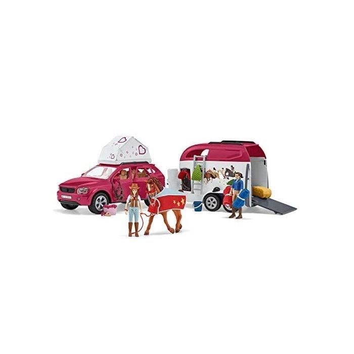 Voyage en voiture avec remorque pour chevaux, Coffret figurines Schleich 42535 Horse Club pour enfants de 5 ans