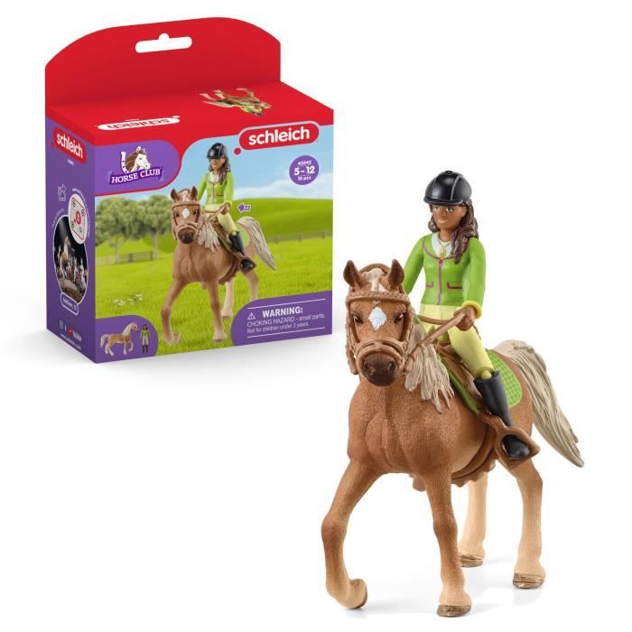 Coffret avec Sarah la Cavaliere et son Cheval Mystery - Set avec Selle et Bride Amovibles, Figurine Mobile - Divertissement Plein