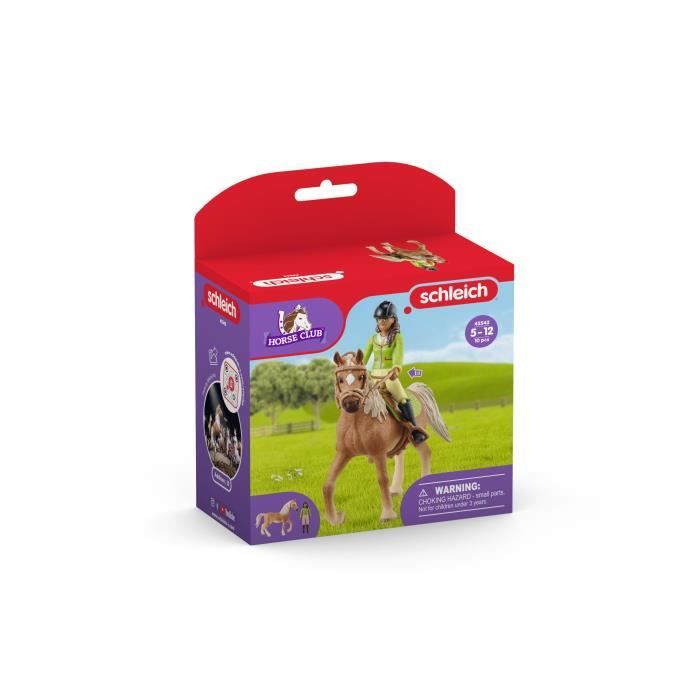 Coffret avec Sarah la Cavaliere et son Cheval Mystery - Set avec Selle et Bride Amovibles, Figurine Mobile - Divertissement Plein