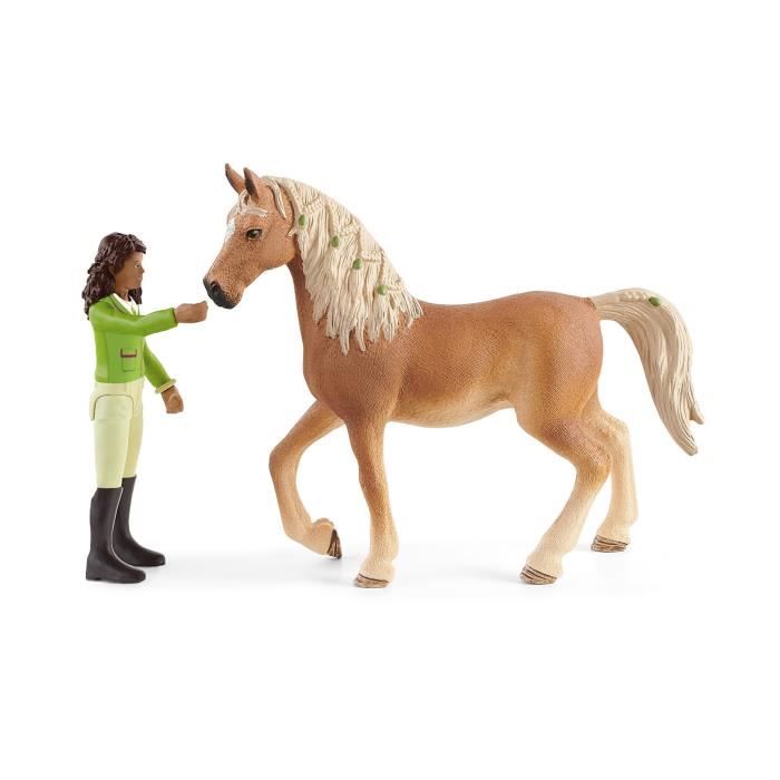 Coffret avec Sarah la Cavaliere et son Cheval Mystery - Set avec Selle et Bride Amovibles, Figurine Mobile - Divertissement Plein