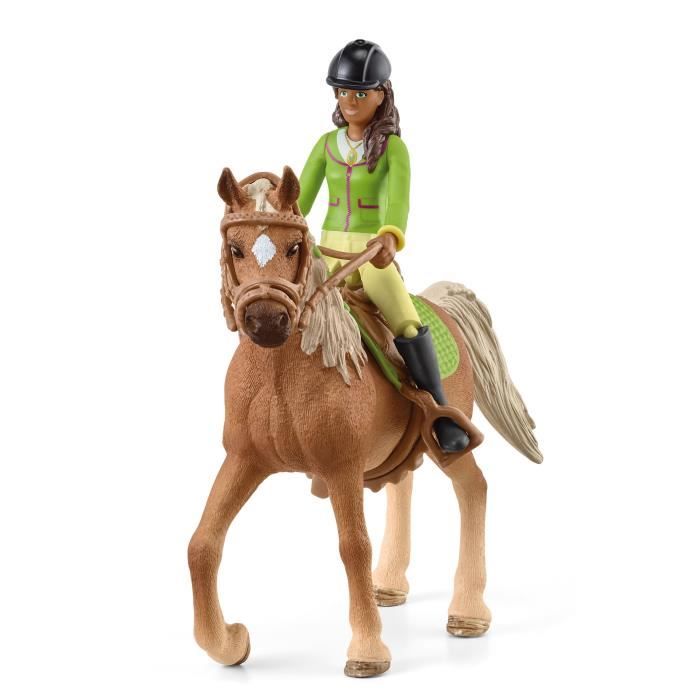 Coffret avec Sarah la Cavaliere et son Cheval Mystery - Set avec Selle et Bride Amovibles, Figurine Mobile - Divertissement Plein