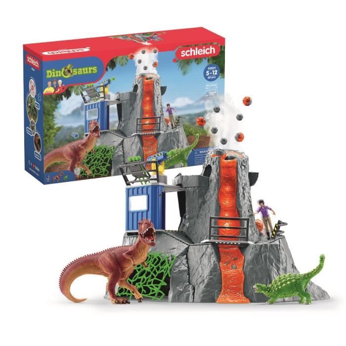 Expédition au grand Volcan, 1 figurine de chercheuse et 2 jouets dinosaures, Pour enfants des 5 ans, Schleich 42564 DINOSAURS