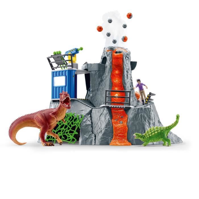 Expédition au grand Volcan, 1 figurine de chercheuse et 2 jouets dinosaures, Pour enfants des 5 ans, Schleich 42564 DINOSAURS