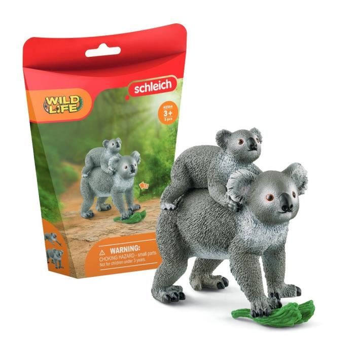 Figurine Maman et Bébé Koala, pour enfants des 3 ans,  13,6 x 5,8 x 19,2 cm -Schleich 42566 WILD LIFE