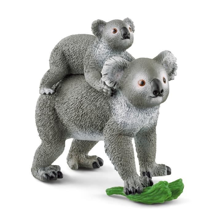 Figurine Maman et Bébé Koala, pour enfants des 3 ans,  13,6 x 5,8 x 19,2 cm -Schleich 42566 WILD LIFE