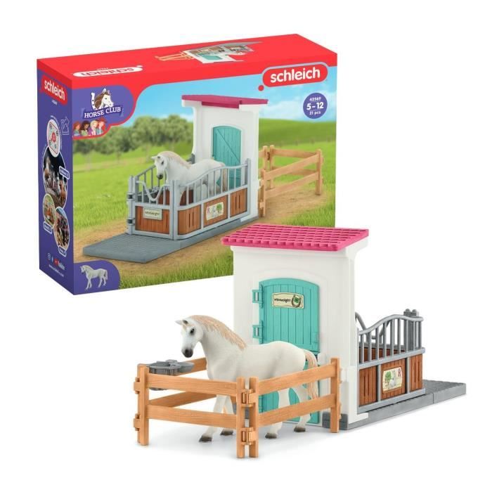 Box avec étalon Pur Sang anglais, Extension pour écurie schleich pour enfant, Schleich 42569 HORSE CLUB, des 5 ans