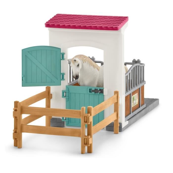 Box avec étalon Pur Sang anglais, Extension pour écurie schleich pour enfant, Schleich 42569 HORSE CLUB, des 5 ans