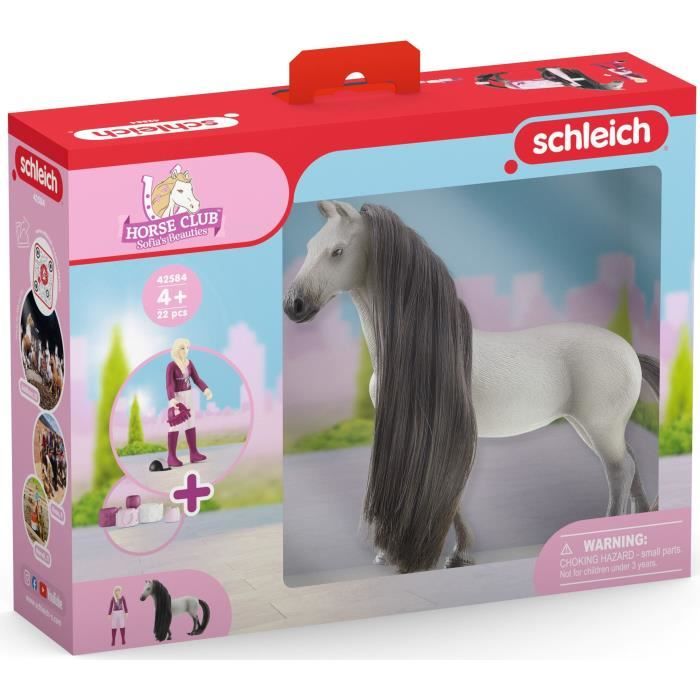 Coffret de Beauté de 18 Pieces Pour Figurines Chevaux avec la Cavaliere Sofia - Criniere et Queue détachables - Cadeau pour  pour