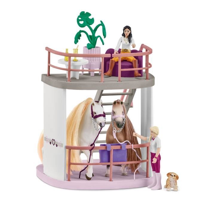 Écurie Schleich Salon de Beauté Sofia's Beauties avec Accessoires de Pansage et Figurines Schleich Chevaux - Coffret de 99 Pieces