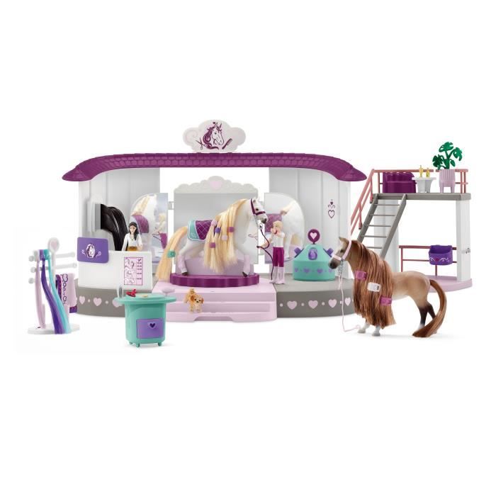 Écurie Schleich Salon de Beauté Sofia's Beauties avec Accessoires de Pansage et Figurines Schleich Chevaux - Coffret de 99 Pieces