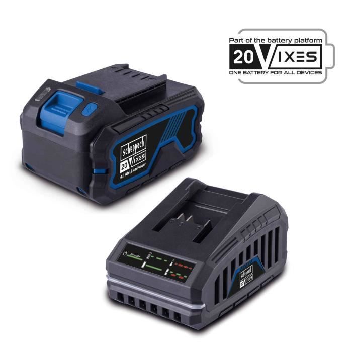 batterie 4.0Ah 20V + chargeur - batterie universelle pour la gamme SCHEPPACH 20V IXES