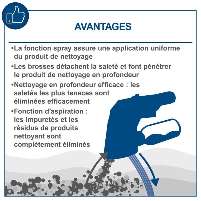 Brosse universelle pour taches profondes - SCHEPPACH - PRB300 - Compatible avec les aspirateurs eau et poussiere standards