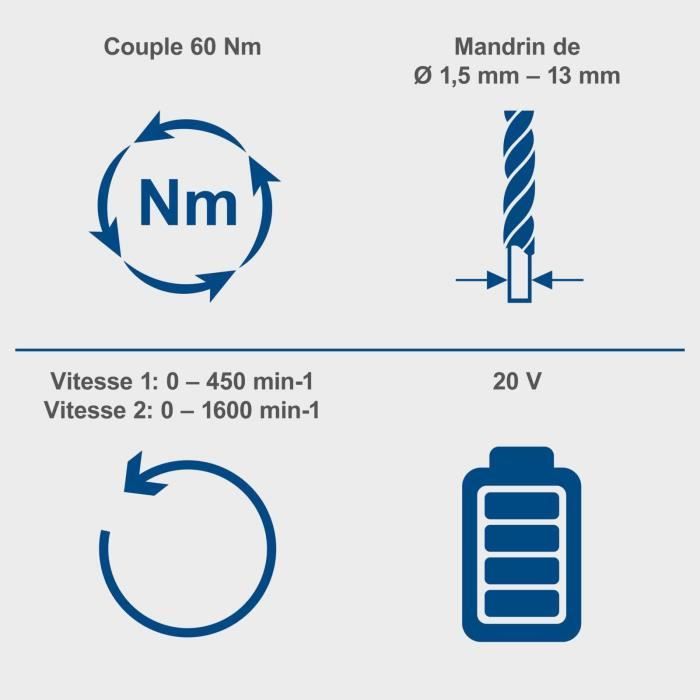 perceuse visseuse sans fil BC-DD60-X - brushless 60 Nm mandrin 13mm - SCHEPPACH 20V IXES - sans batterie ni chargeur