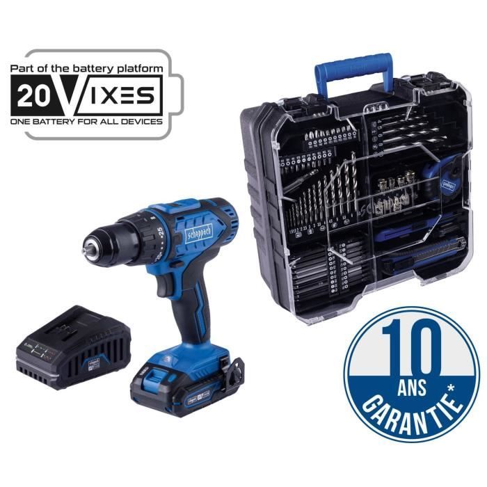 Coffret perceuse visseuse sans fil C-DTB74/1-X - 50Nm mandrin 13mm + 74 accessoires - SCHEPPACH 20V IXES + batterie 2Ah + chargeur