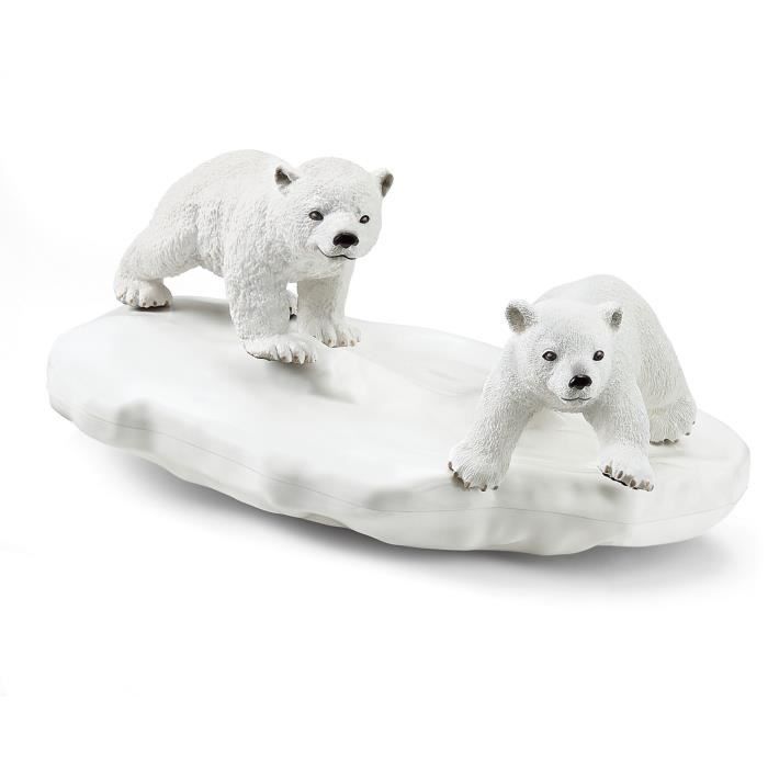 Figurines Glissade des Ours Polaires, Coffret schleich avec 2 figurines oursons et 1 figurine de narval, pour enfants des 3 Ans,