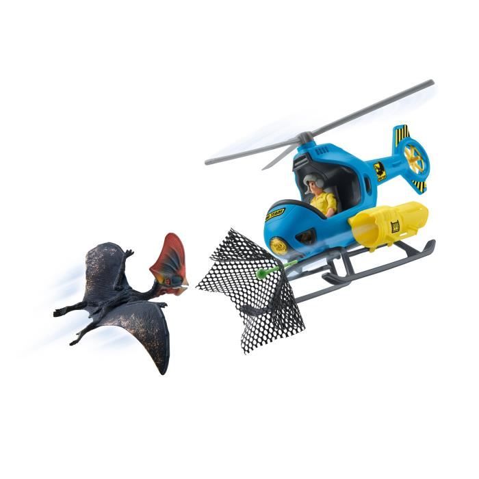 Attaque aérienne, Coffret schleich avec 1 hélicoptere, 1 figurine humaine et 1 dinosaure  tapejara,  Ensemble de Jouets