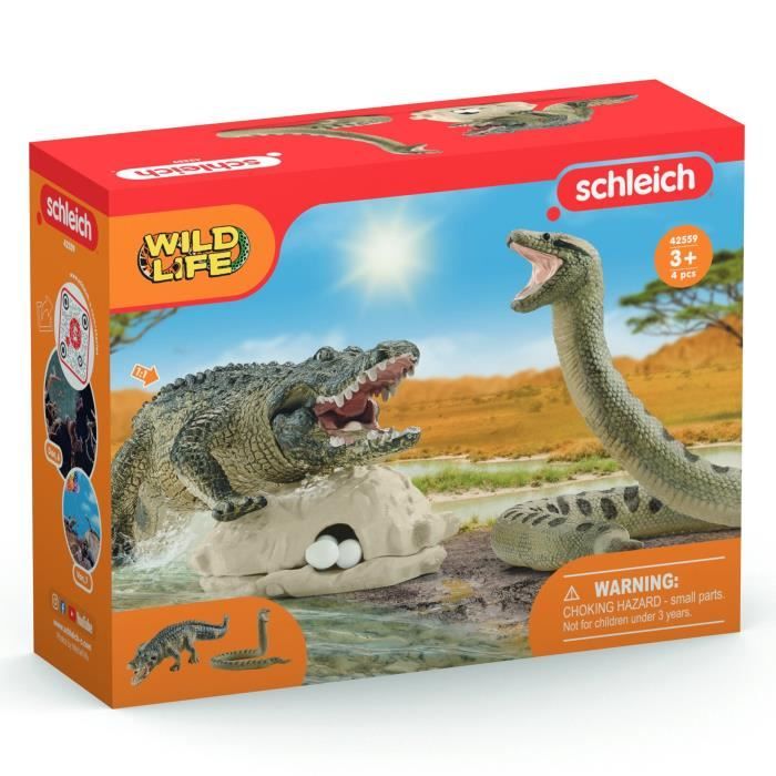 Coffret Duel Aligator/Anaconda, figurines animaux sauvages, Schleich 42559 Wild Life, Pour enfant des 3 ans