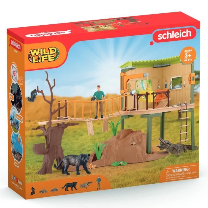 Coffret Station d'aventures sauvages, figurines animaux sauvages, Schleich 42594 Wild Life, Pour enfant des 3 ans