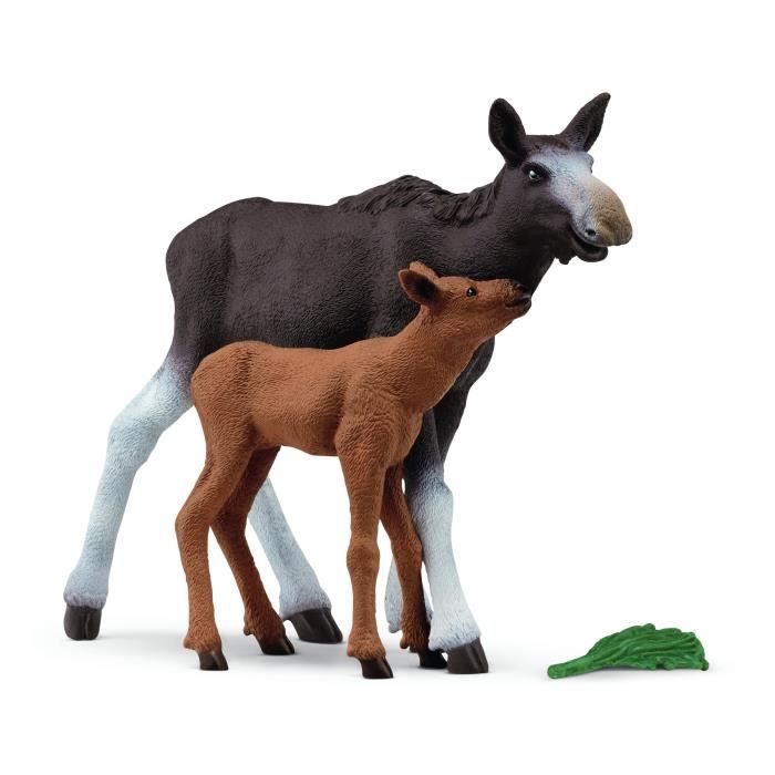 Figurine Élan Femelle avec Veau, Coffret schleich avec maman élan et son bébé, pour enfants des 3 ans - Schleich 42603 WILD LIFE