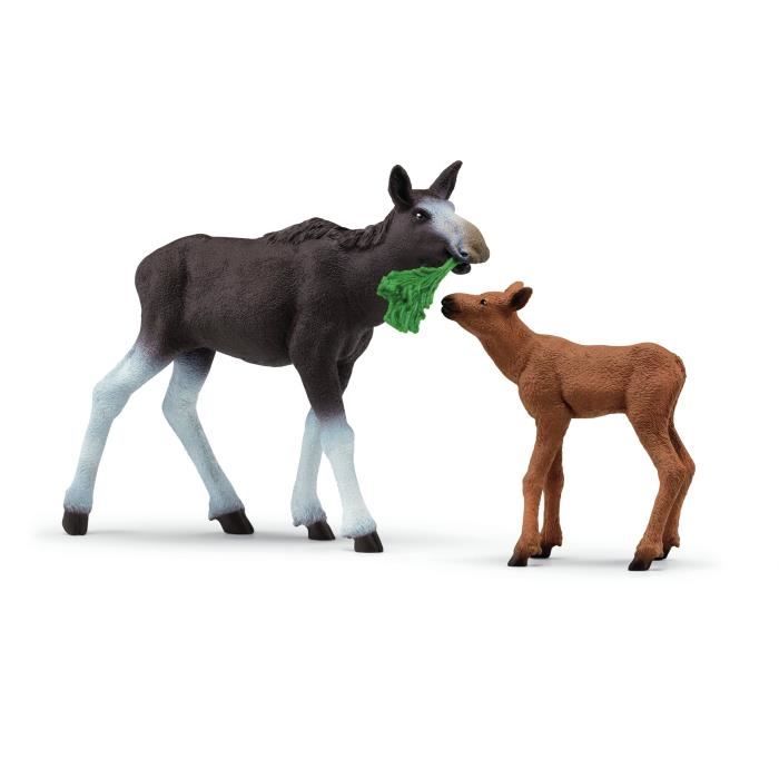 Figurine Élan Femelle avec Veau, Coffret schleich avec maman élan et son bébé, pour enfants des 3 ans - Schleich 42603 WILD LIFE