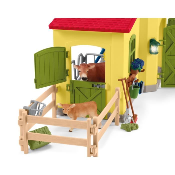 Ensemble de Figurines Animaux de la Ferme avec Accessoires - Coffret Ferme éducative  de 92 Pieces avec Vache, Cheval, Cochon et