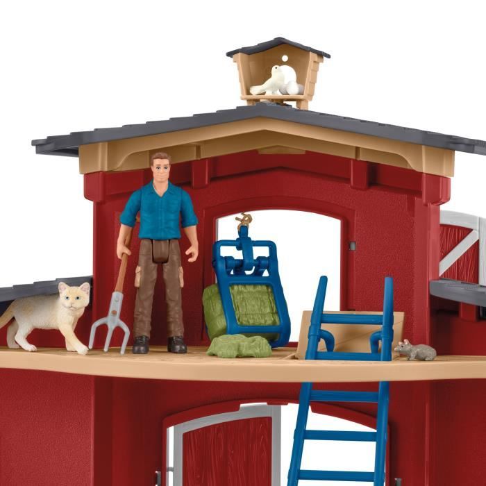 Figurines Animaux de la Ferme avec Accessoires - Coffret Ranch Américain Schleich de 92 Pieces avec Vache, Cheval Schleich, Cochon