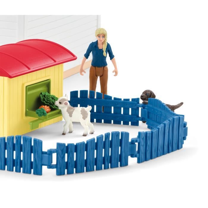 Hôtel des Animaux de la Ferme - Grand coffret de 54 Pieces de Jouets Schleich avec Chien, Chat, Lapin, Accessoires et Plus - Cadeau