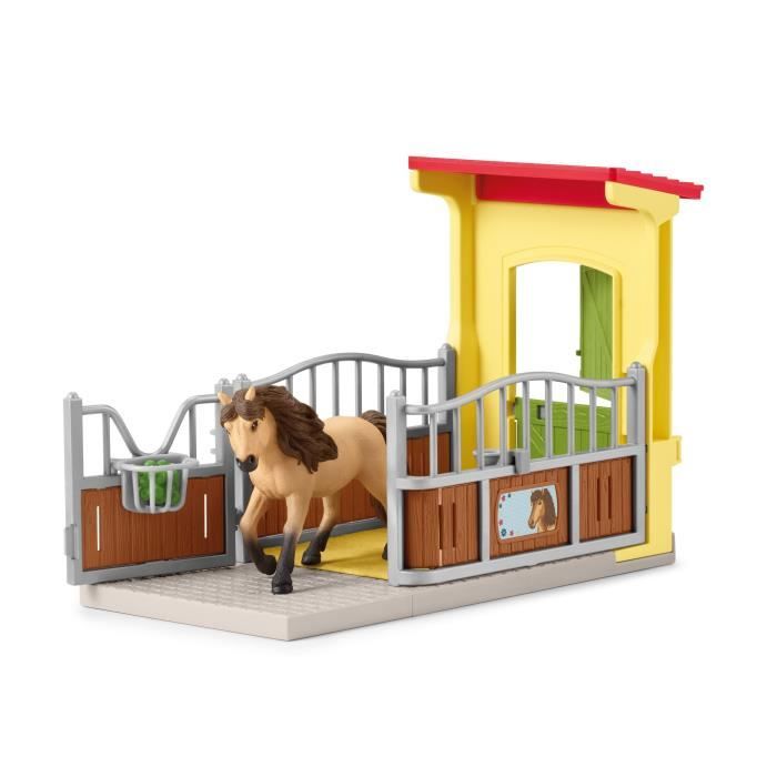 Box avec Poney Icelandais - Extension Ferme Educative, Coffret schleich avec 1 box et 1 figurine poney, pour enfants des 3 ans -