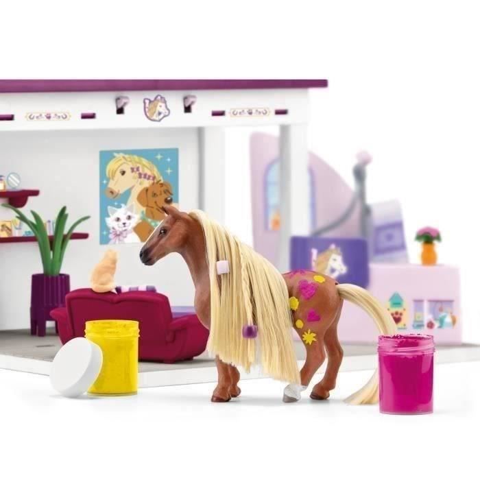 Salon pour Animaux de Compagnie 66 Pieces - Coffret de Jouets avec Figurine Cheval, Soigneur, Chiots et Accessoires pour Enfants