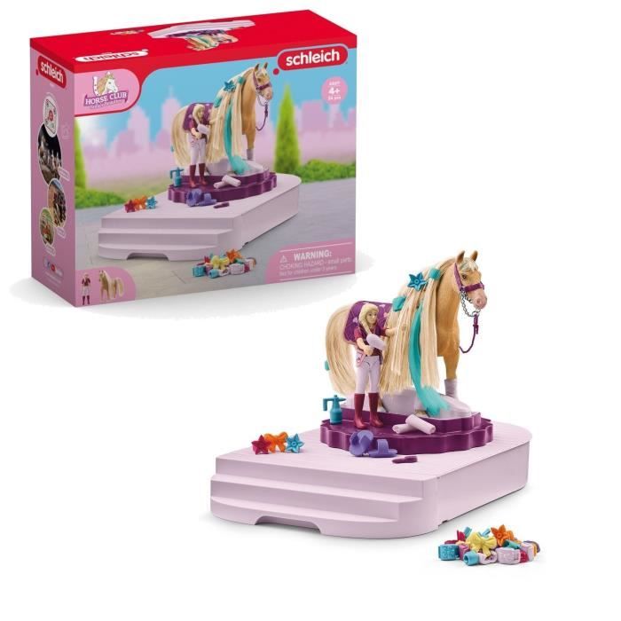 Figurine Cheval - Coffret de 54 Pieces - Accessoires de Pansage et Figurine - Cadeau pour Enfants des 4 ans - schleich 42617 HORSE