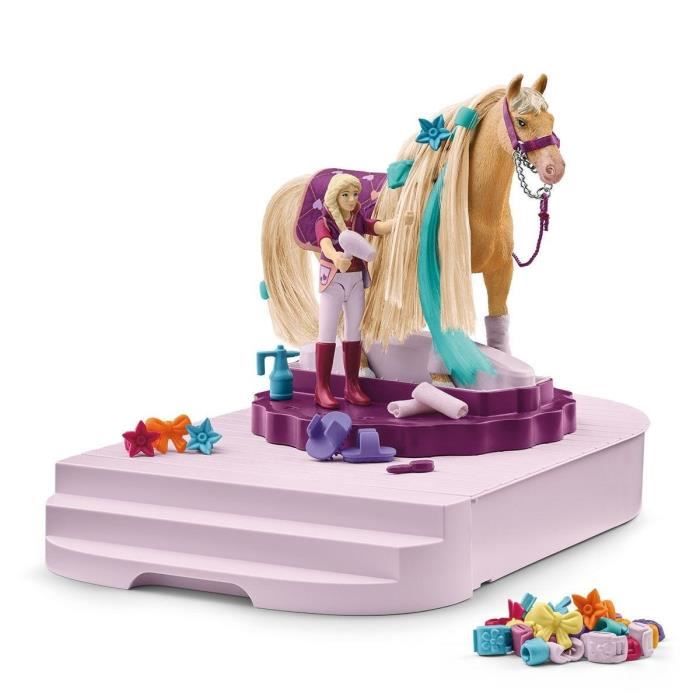 Figurine Cheval - Coffret de 54 Pieces - Accessoires de Pansage et Figurine - Cadeau pour Enfants des 4 ans - schleich 42617 HORSE