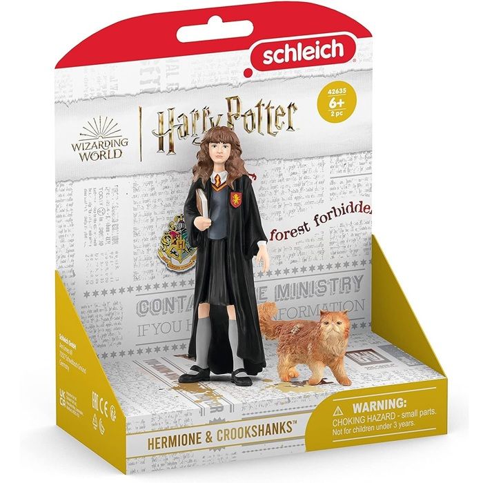 Hermione et Pattenrond, Figurine de l'univers Harry Potter,  pour enfants des 6 ans, 3 x 3 x 10 cm - schleich 42635 WIZARDING