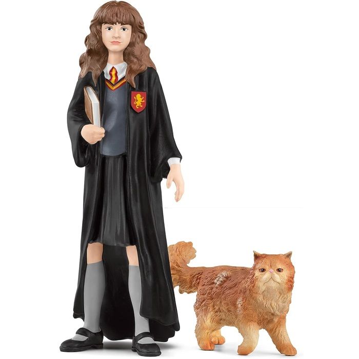 Hermione et Pattenrond, Figurine de l'univers Harry Potter,  pour enfants des 6 ans, 3 x 3 x 10 cm - schleich 42635 WIZARDING